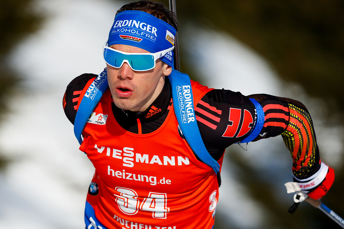 hochfilzen, austria - february 11: simon schempp of germany in a