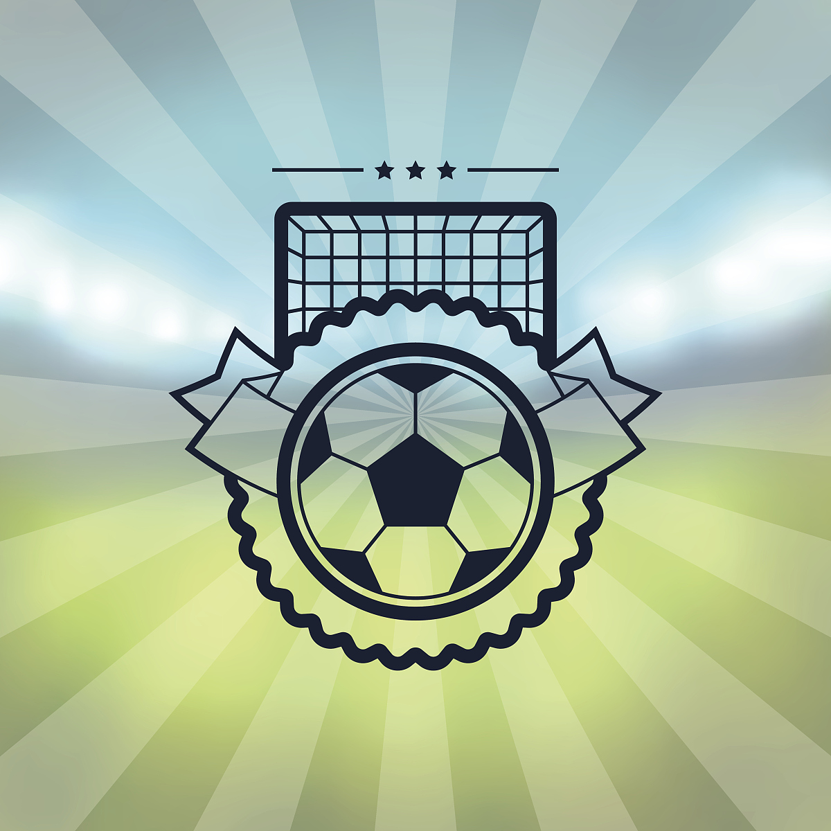 sports label with soccer symbols