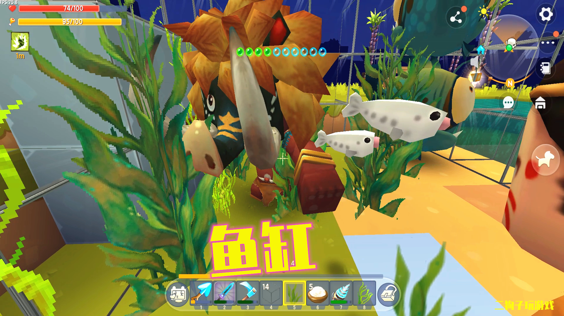 迷你世界387：我坑完怪物跑进鱼缸，怪也跟着跑进来，它会怎样呢