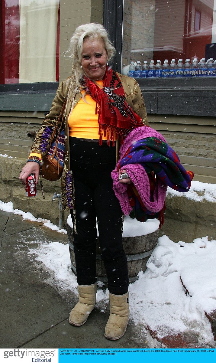 park city, ut - january 21:  actress sally kirkland walks on mai
