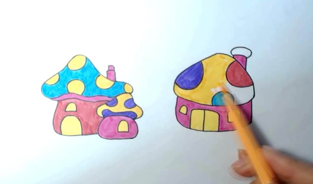 鱼儿教你画:简笔画蘑菇房子