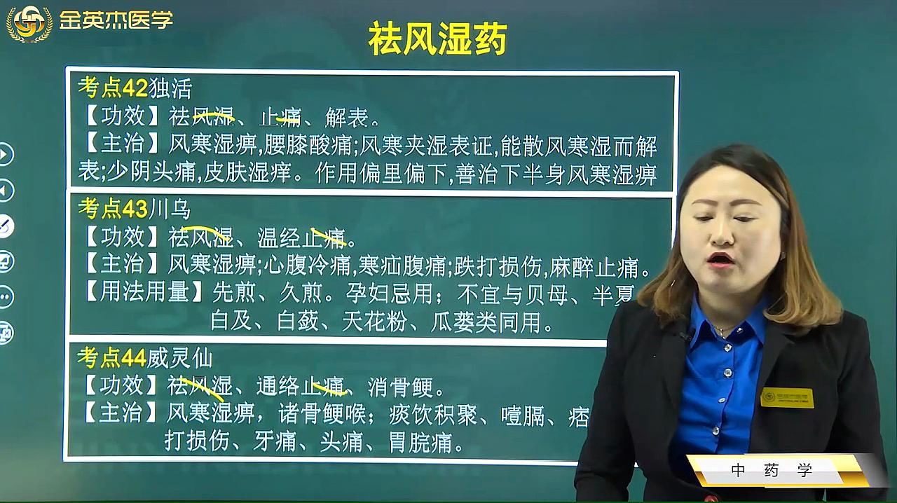 [图]中医知识03中药学08祛风湿药:独活,川乌,秦艽,防己,威灵仙等