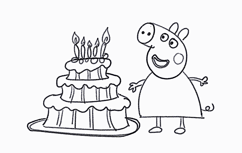 亲子简笔画:佩奇过生日了,一起来参加她的生日派对吧