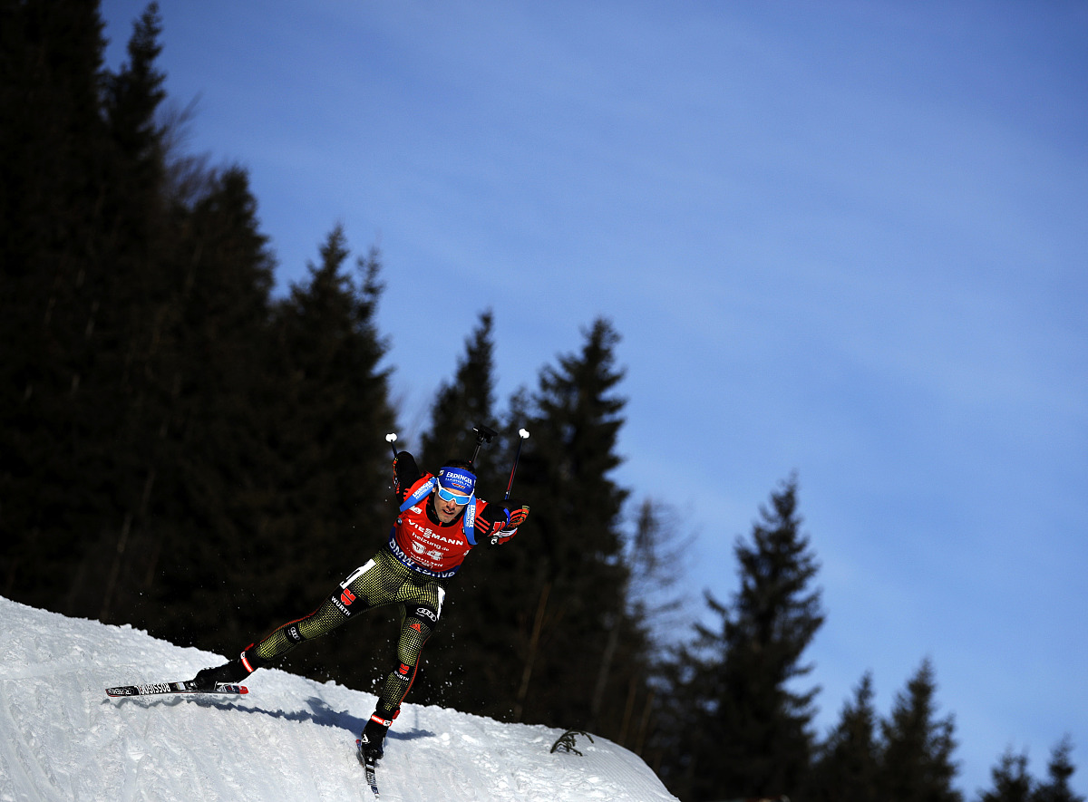 hochfilzen, austria - february 11:  simon schempp of germany in 