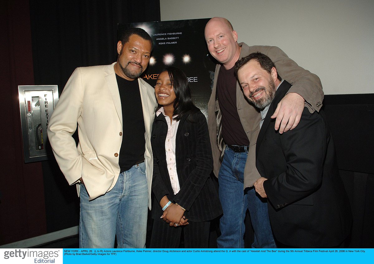 new york - april 26:  (l to r) actors laurence fishburne, keke p