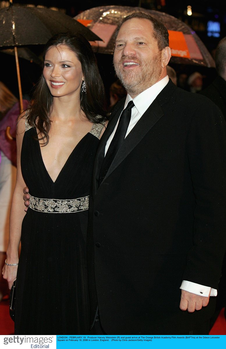 london - february 19:  producer harvey weinstein (r) and guest a