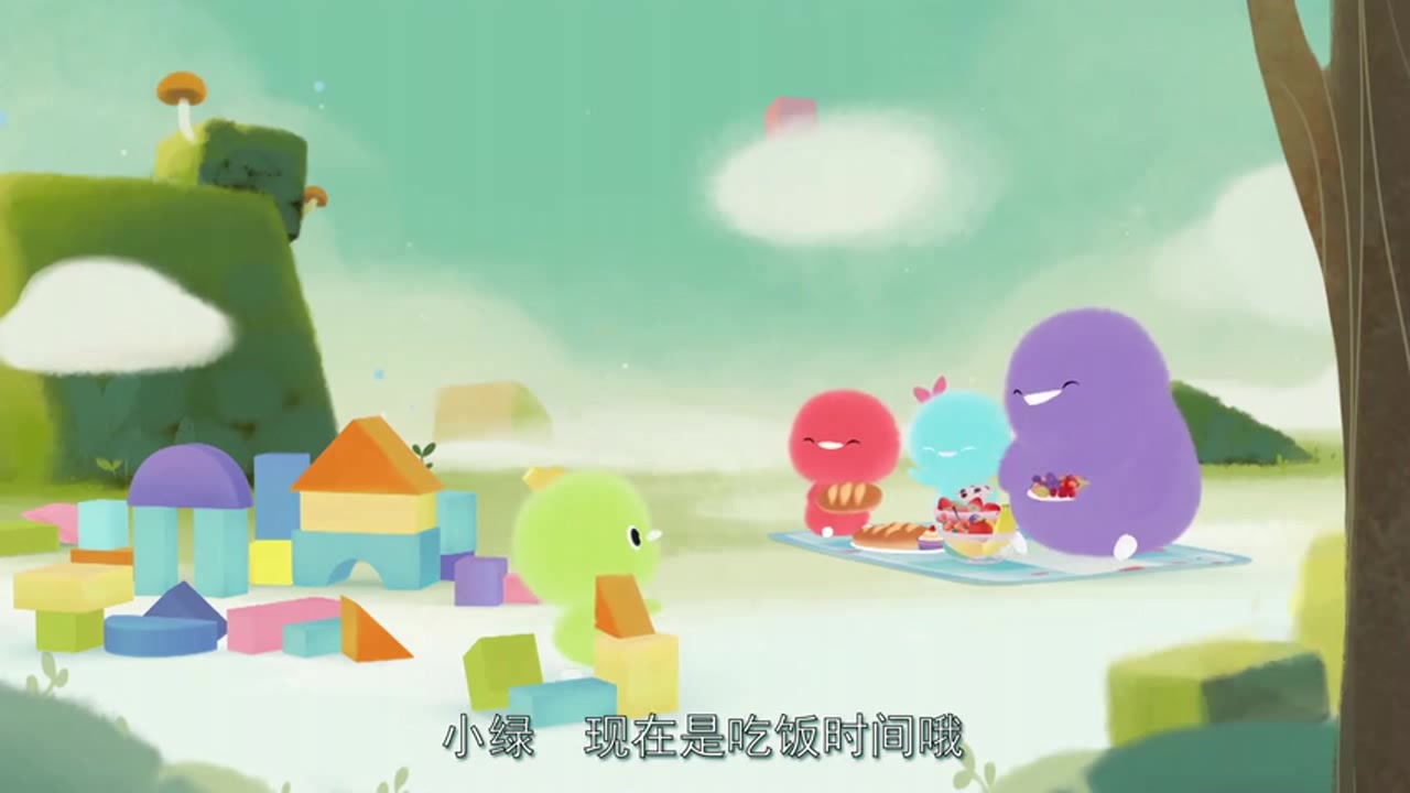 小鸡彩虹:小绿好幸福啊,小鸡们都争着给它喂吃的