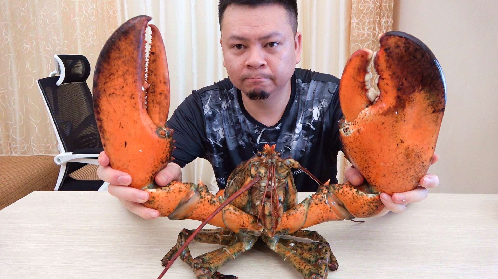 试吃超大的“波士顿大龙虾”,82厘米长10斤重,你猜花了多少钱?