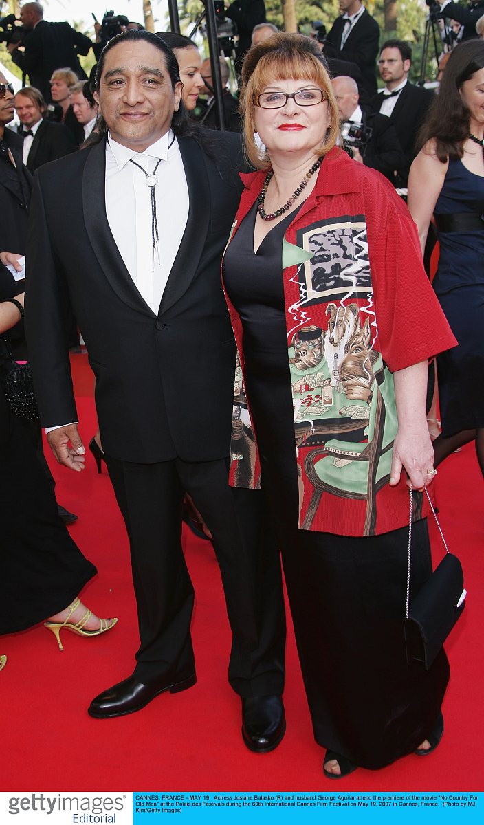 cannes, france - may 19:  actress josiane balasko (r) and husban