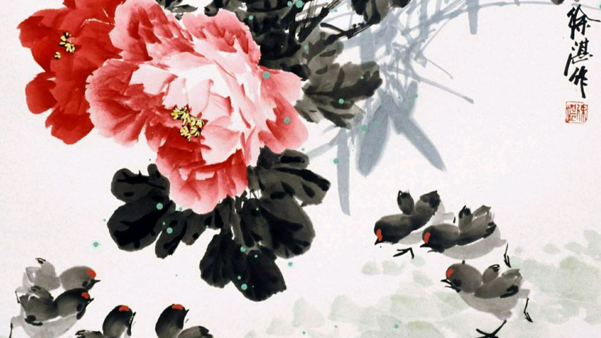 跟徐湛学国画,小鸡画法