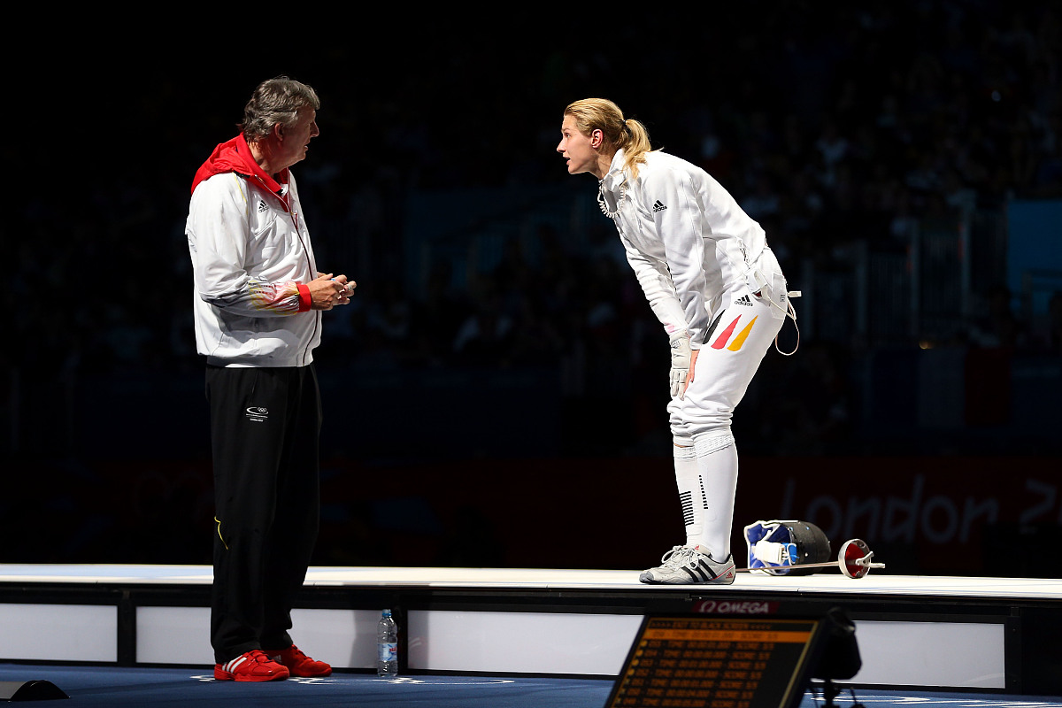 london, england - july 30:  britta heidemann (r) of germany argu
