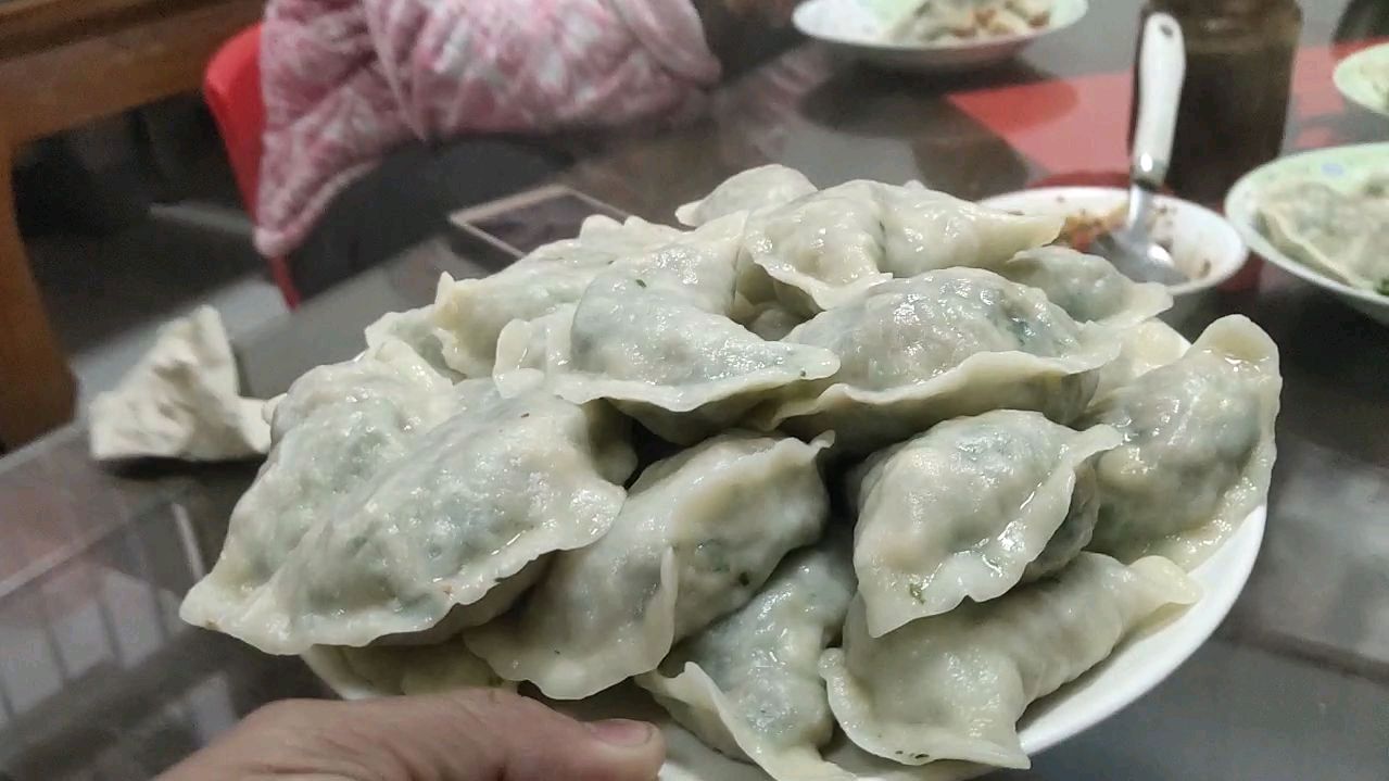妈妈包的荠荠菜饺子,非常好吃