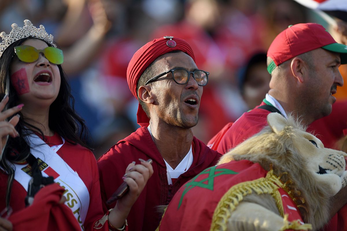 2019年7月5日,2019非洲杯1/8决赛,摩洛哥vs贝宁.morocco's fans cheer