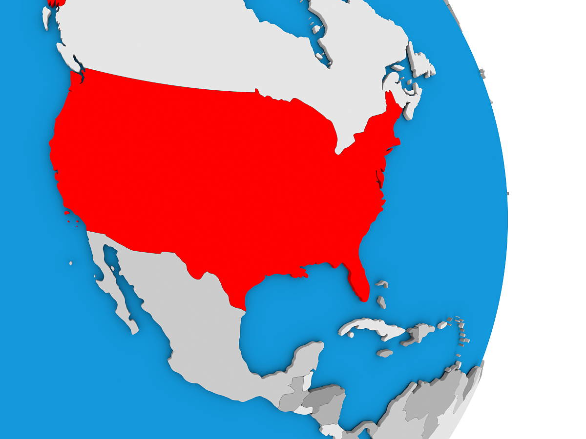 usa on globe