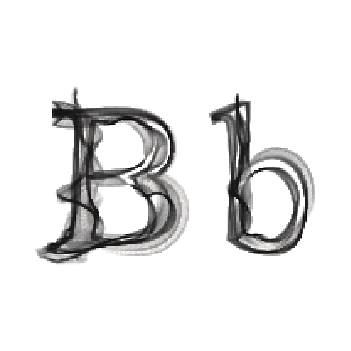 black smoke font. letter b