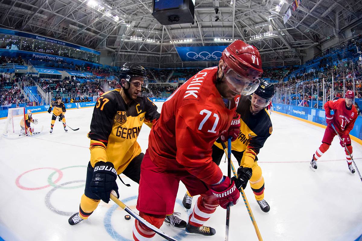 2018年2月25日,韩国,2018平昌冬奥会男子冰球决赛,"俄罗斯"vs德国.***
