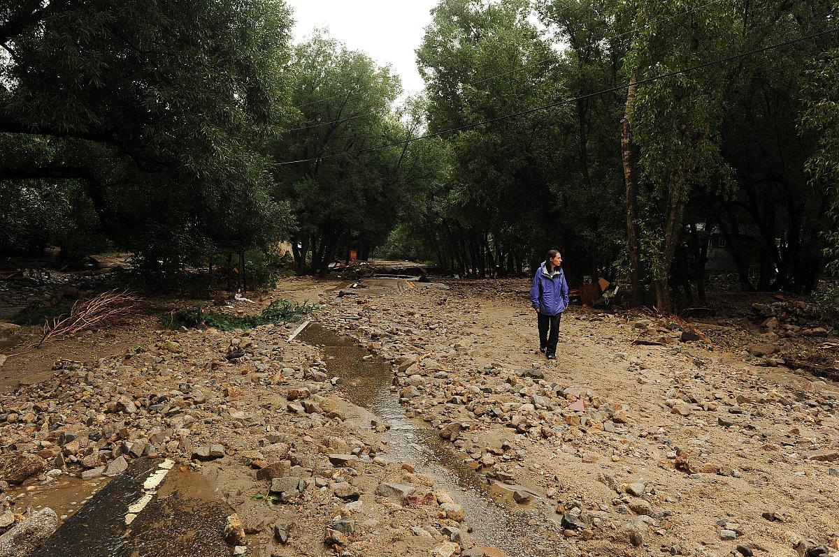 当地时间2013年9月15日,美国科罗拉多州东部,一向少雨的科罗拉多州东