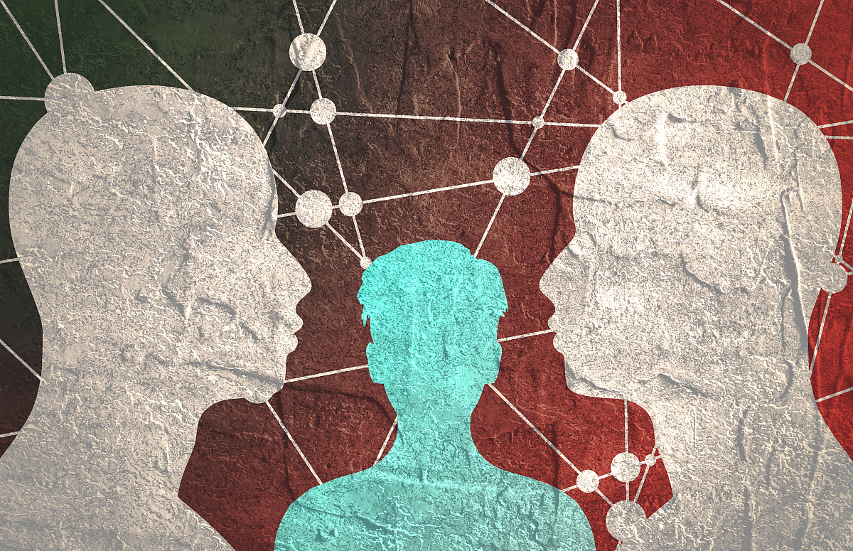silhouette of a men heads