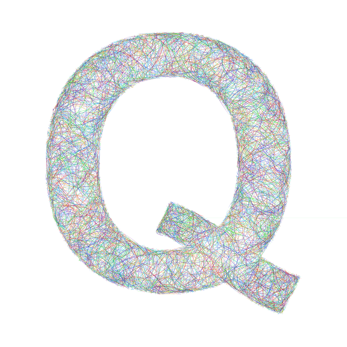 colorful sketch font design - letter q
