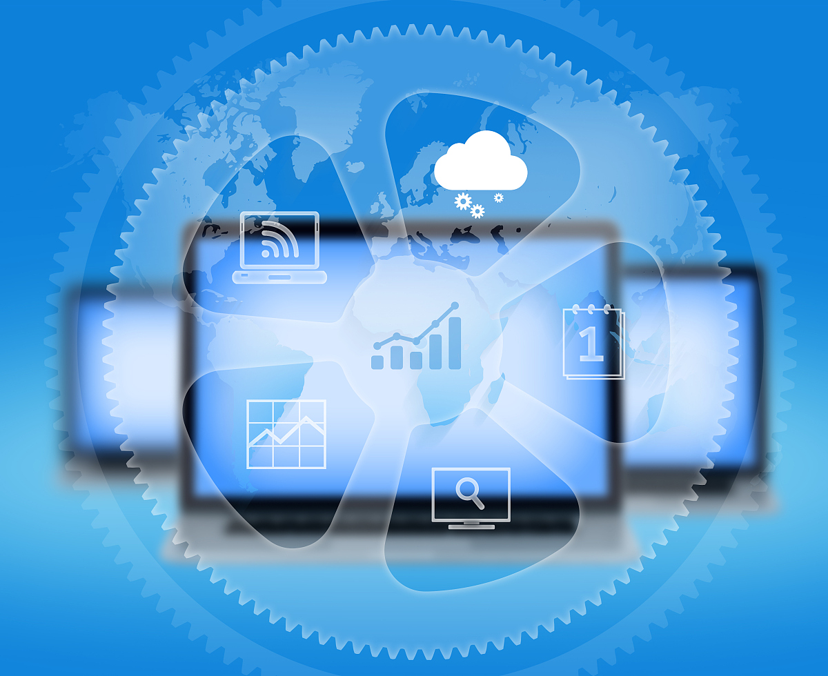 gear icons in it on an abstract background card and