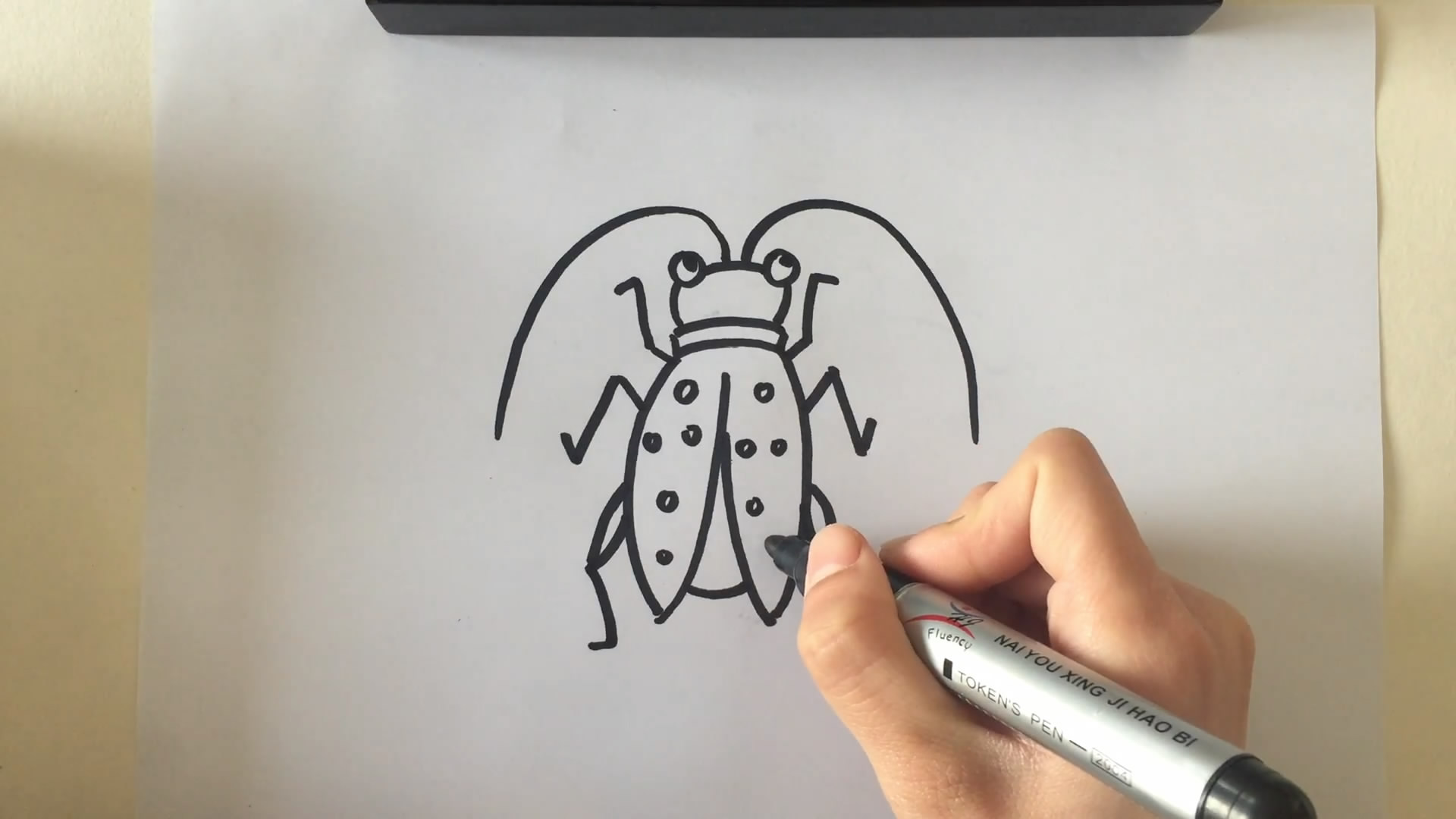 七彩小画家:1分钟画出一只可爱的小昆虫,孩子们都很喜欢