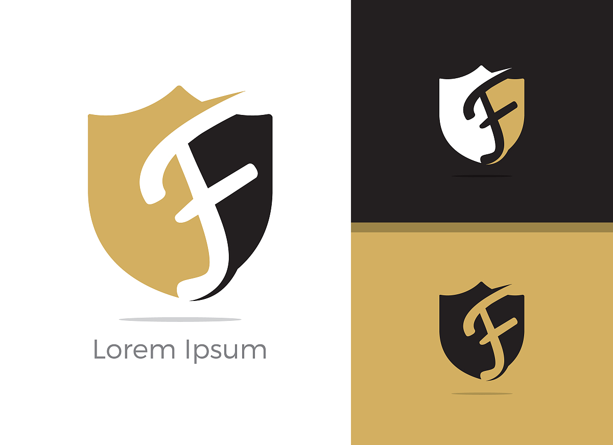 safety and security letter f logo design, f letter in shield vec