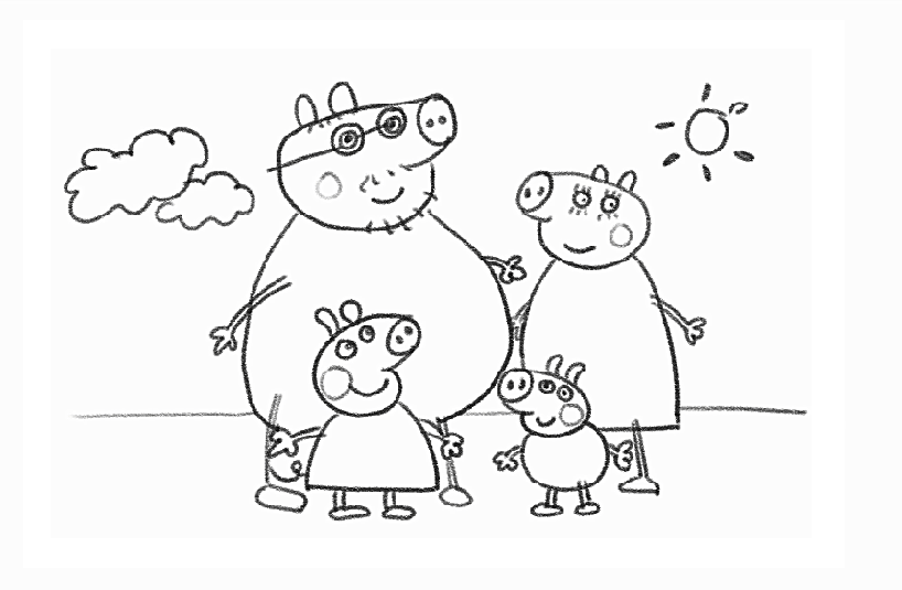 亲子简笔画:速画佩奇一家,温暖有爱的家庭是给孩子最好的礼物