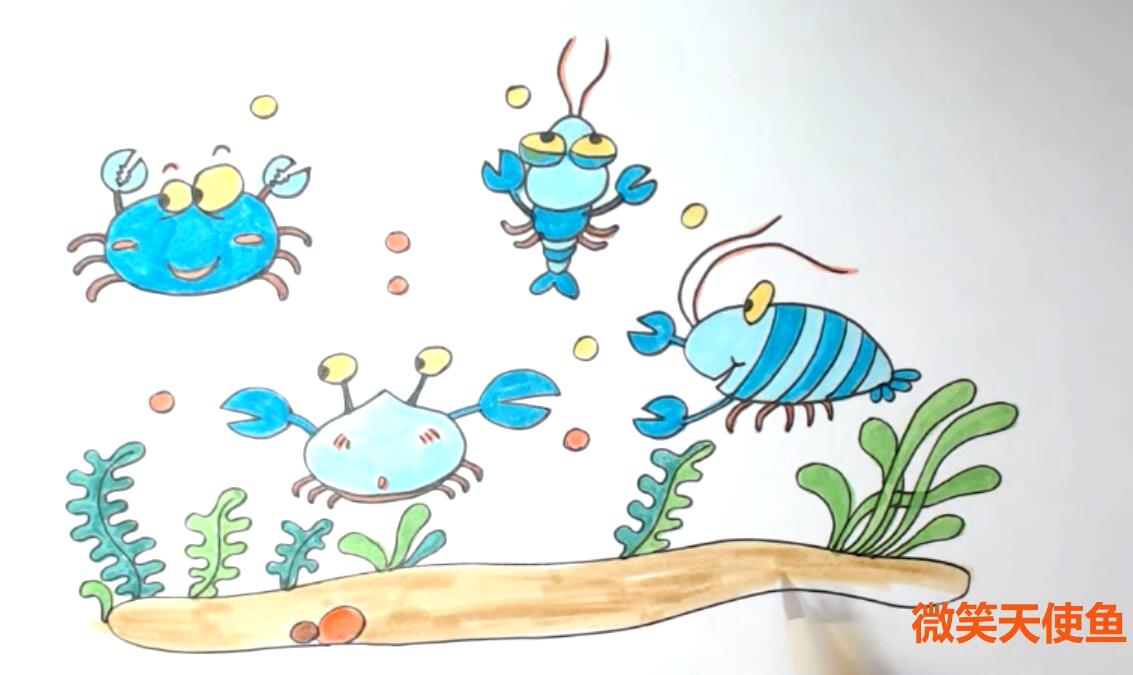 鱼儿教你画:简笔画东海龙宫里的虾兵蟹将