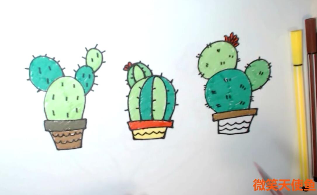 鱼儿简笔画:萌萌的仙人掌