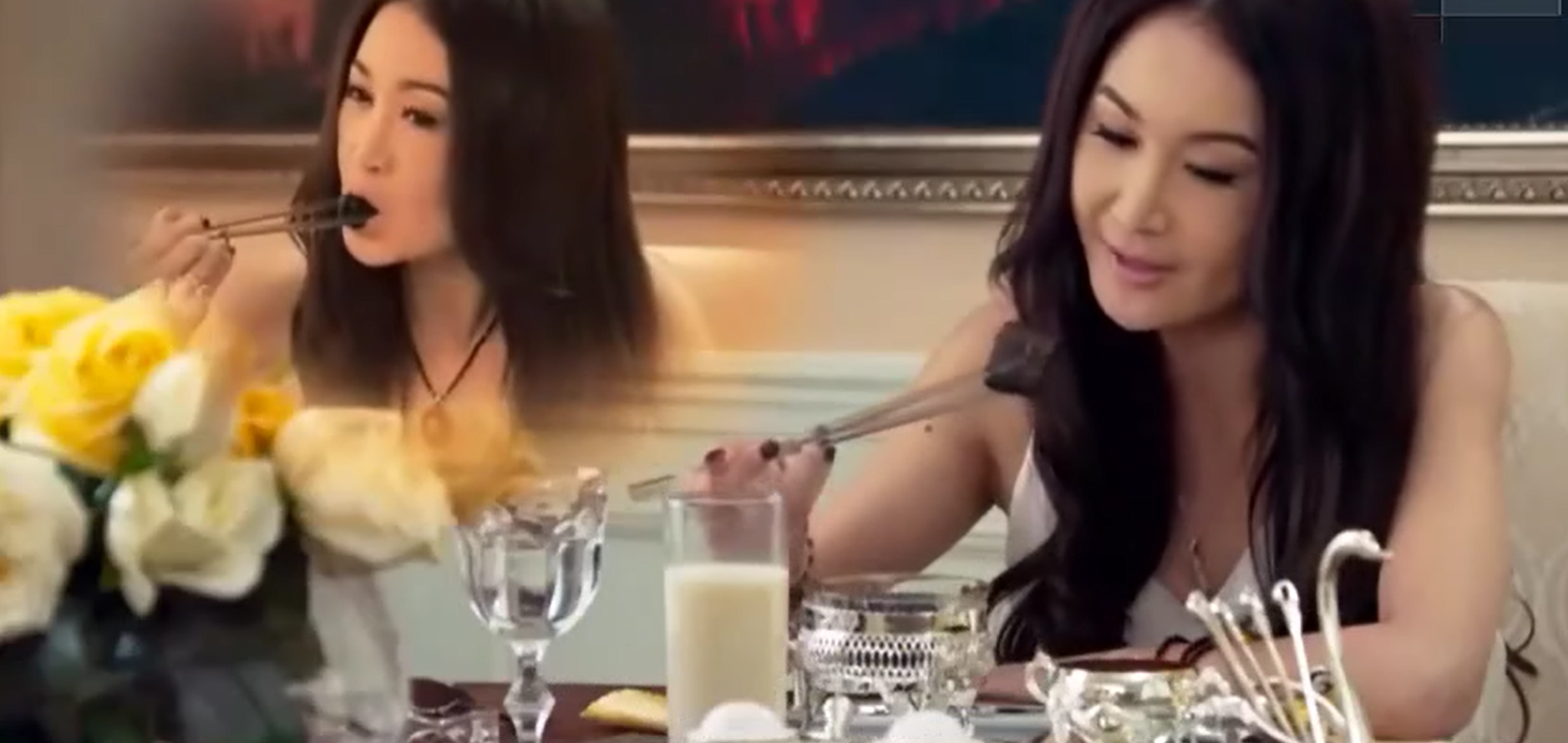 美女吃臭豆腐姿势也是那么美!