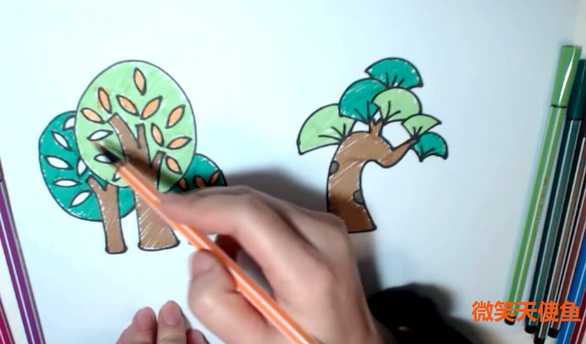 鱼儿简笔画:卡通大树