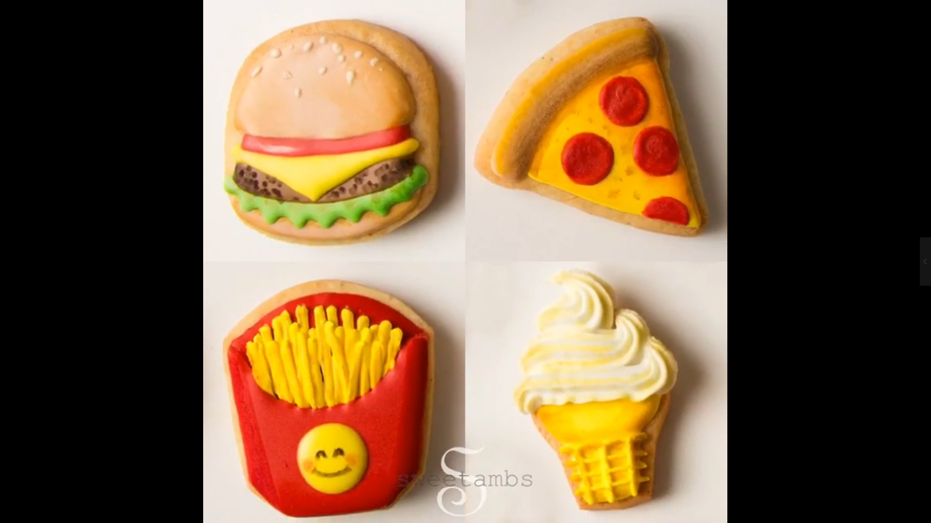用糖霜饼干画出来的汉堡,薯条,冰淇淋?