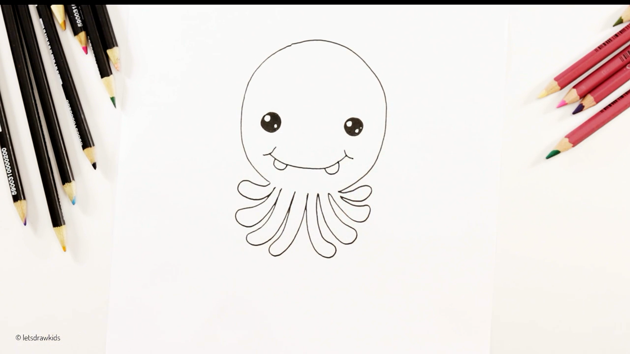 早教学画画,手把手教孩子在家简笔画一只可爱的小章鱼
