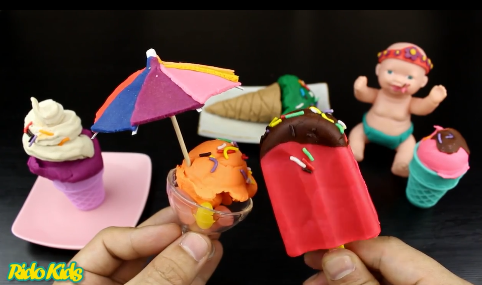 宝宝手工制作橡皮泥冰淇淋蛋糕