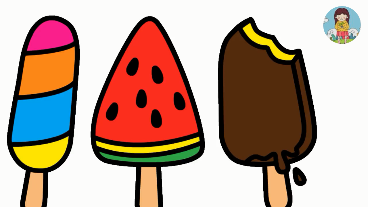 幼儿早教简笔画,简单好画的巧克力脆皮冰棒画法以及涂鸦配色