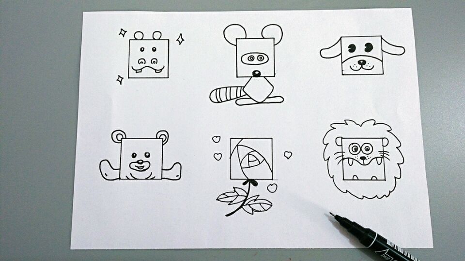 简笔画l可爱萌萌正方形