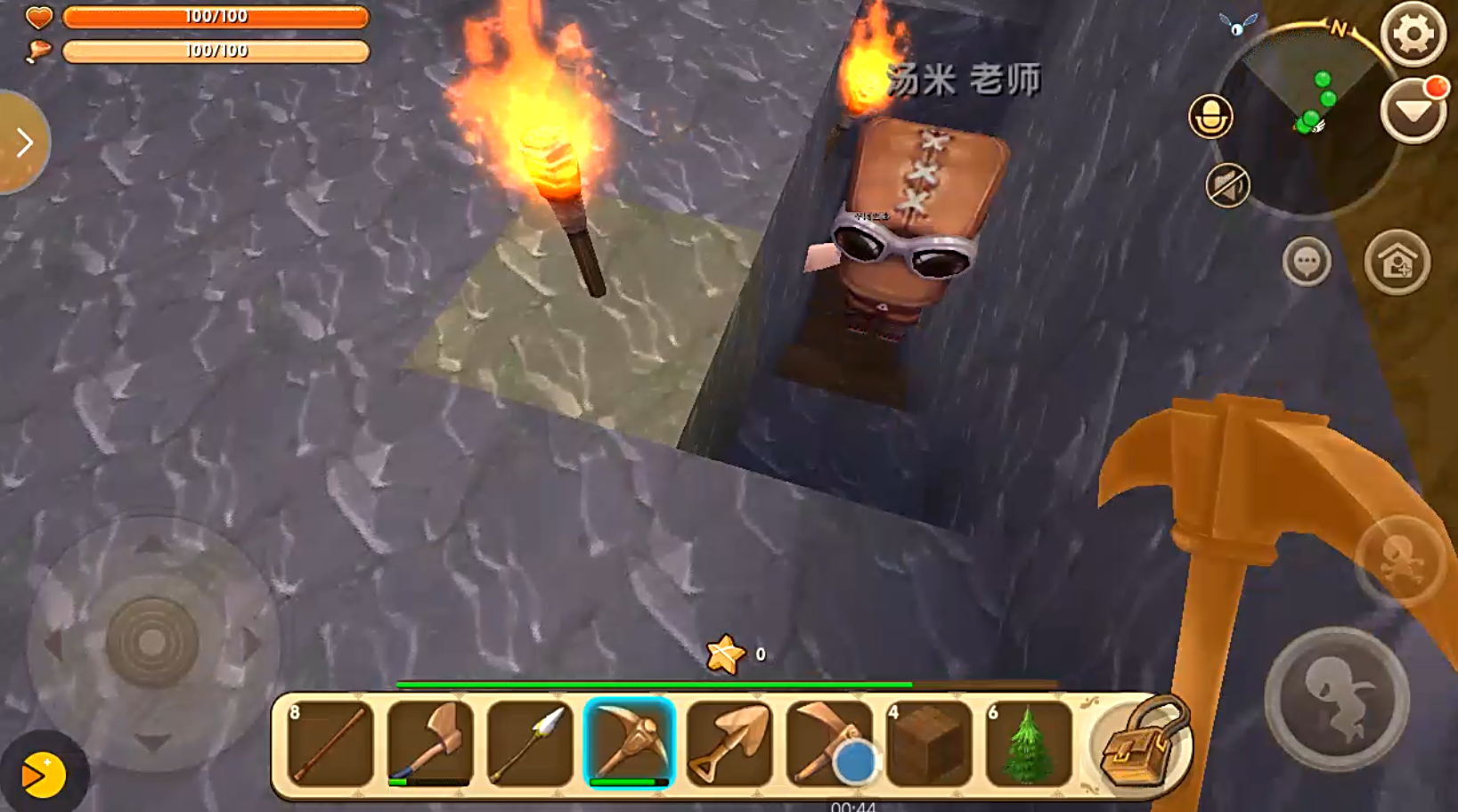 迷你世界:哇塞!我居然偶遇到了汤米老师,这矿洞不是一般的深啊