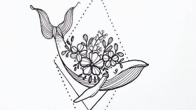 手绘小鲸鱼!很唯美简单