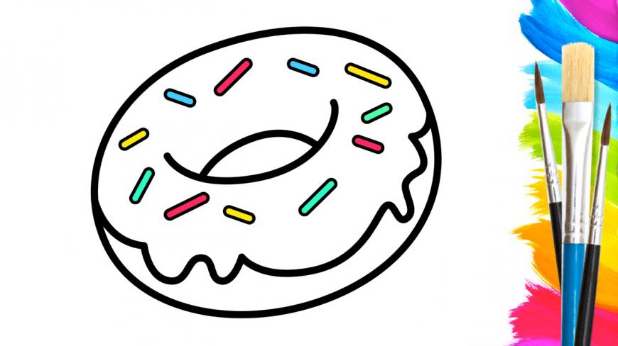 亲子简笔画:巧克力甜甜圈填色,美术绘画启蒙