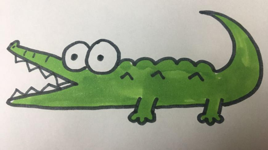 教你10秒画一只小鳄鱼,看过的人都学会了