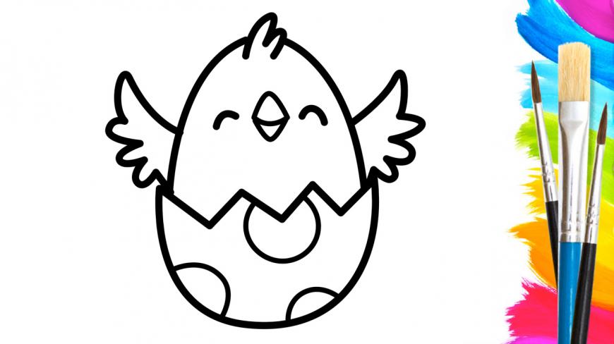 亲子早教简笔画:破壳的小黄鸡填色,宝宝绘画启蒙