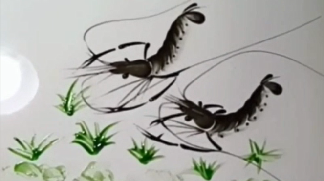 果酱也能画大虾,这只手厉害了,堪比当代齐白石