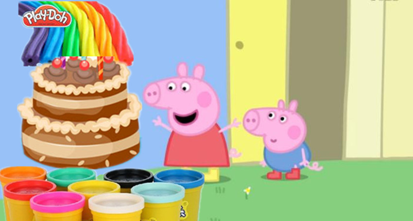 佩佩猪小黄人DIY手工制作彩泥巧克力双层蛋糕