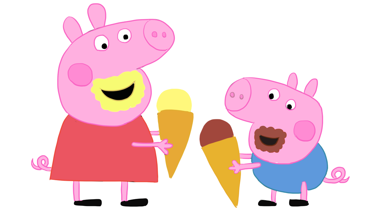 粉红小猪之小猪佩奇与乔治一起吃冰激凌简笔画
