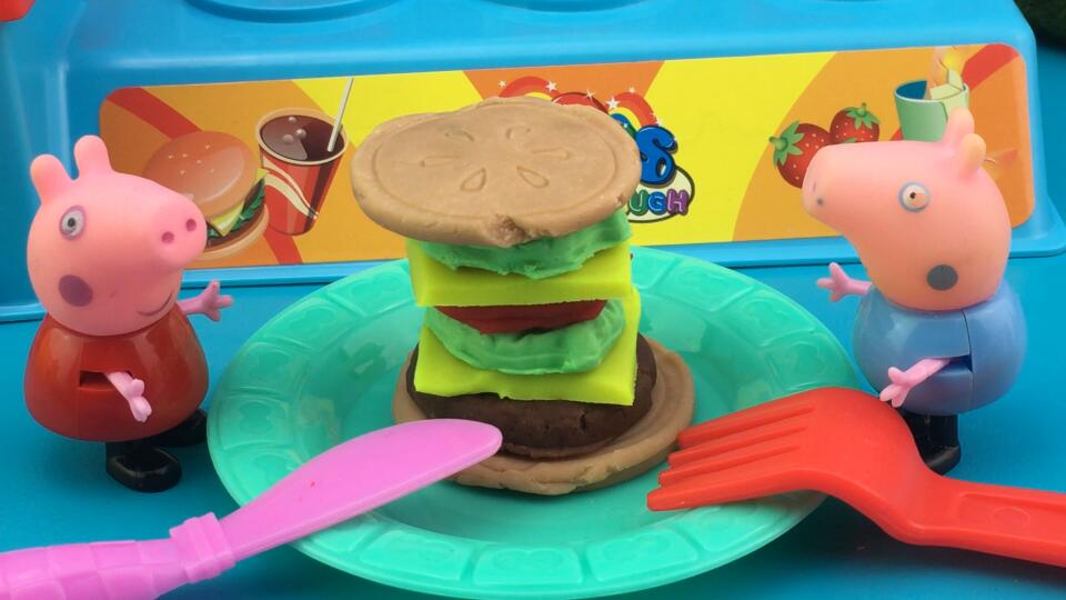 小猪佩奇乔治猪手工DIY彩泥汉堡包