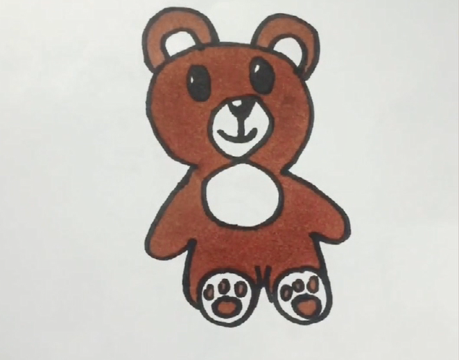 教宝宝画一只可爱的泰迪熊的简笔画吧