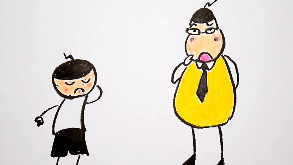 儿童油画棒画漫画人物米小圈和米爸爸,看看这对搞笑的父子
