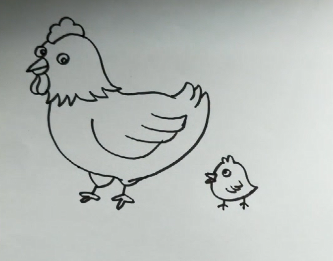 教宝宝画一只小鸡的简笔画吧