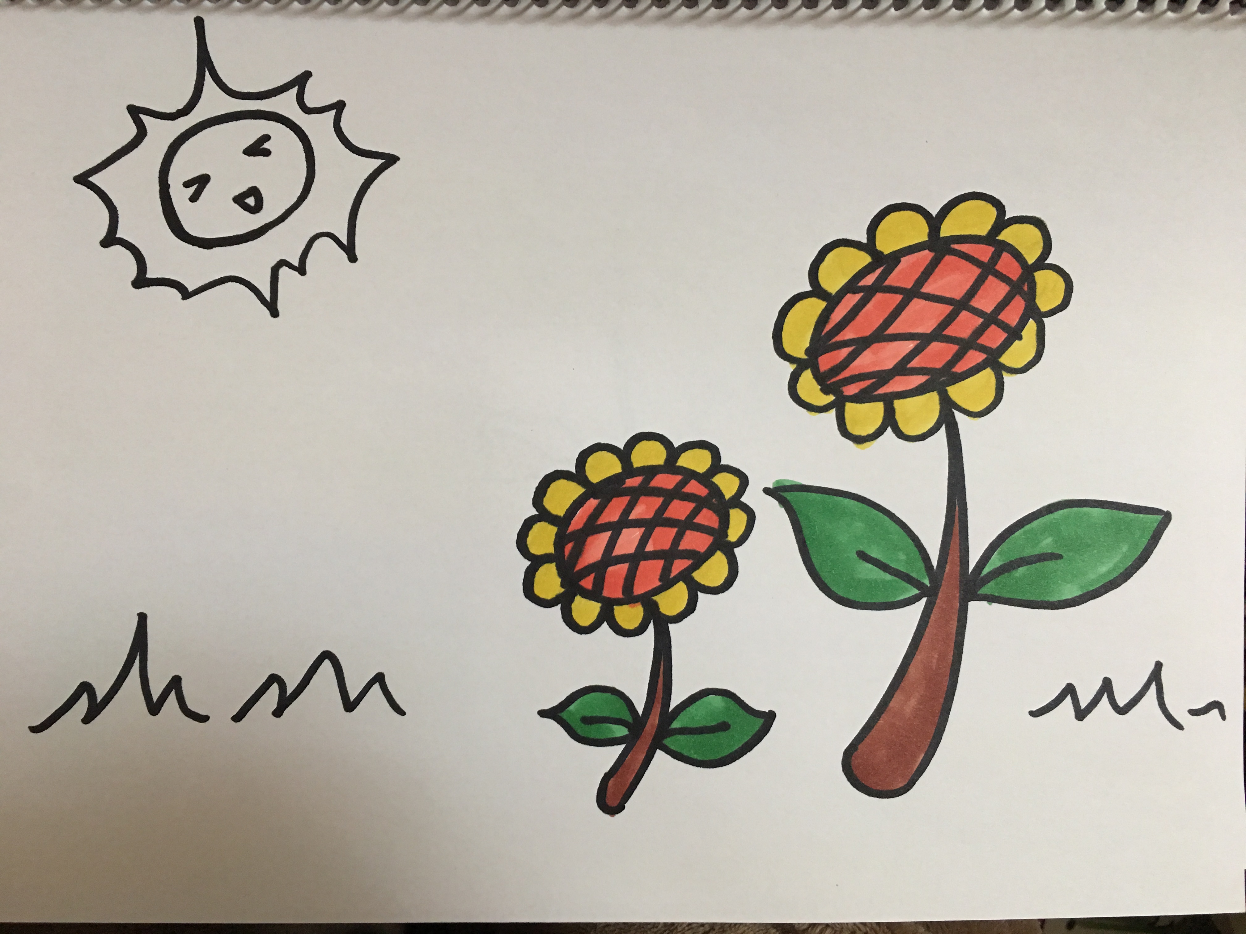 简笔画:小洛教你画向日葵,有爱的亲子画,快和宝宝一起学吧