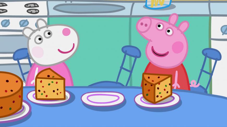 小猪佩奇 佩奇和好朋友一起吃美味戚风蛋糕 简笔画